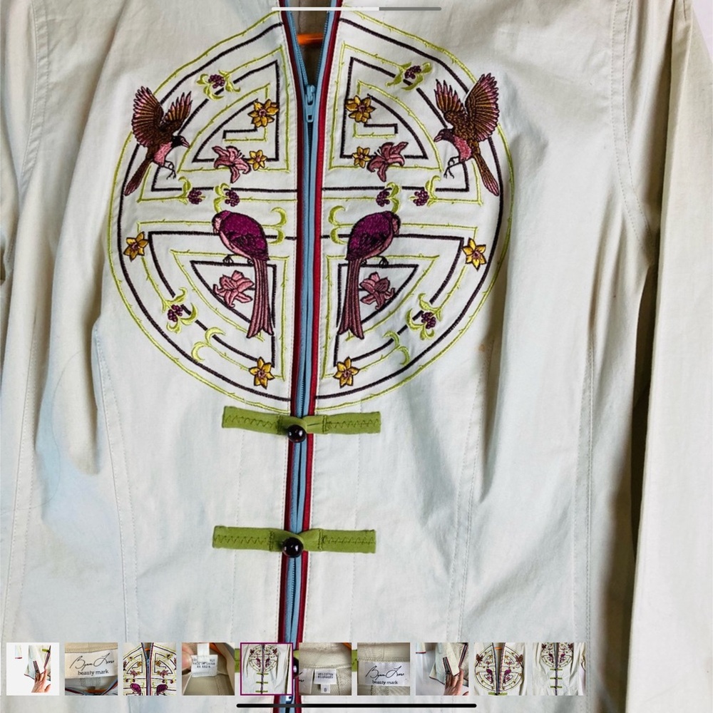 Elegant Cream Embroidered Jacket - Picture 6 of 7